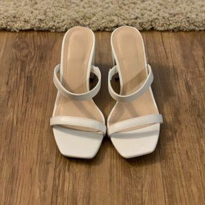 Square Toe Two-strap Heel Sandals